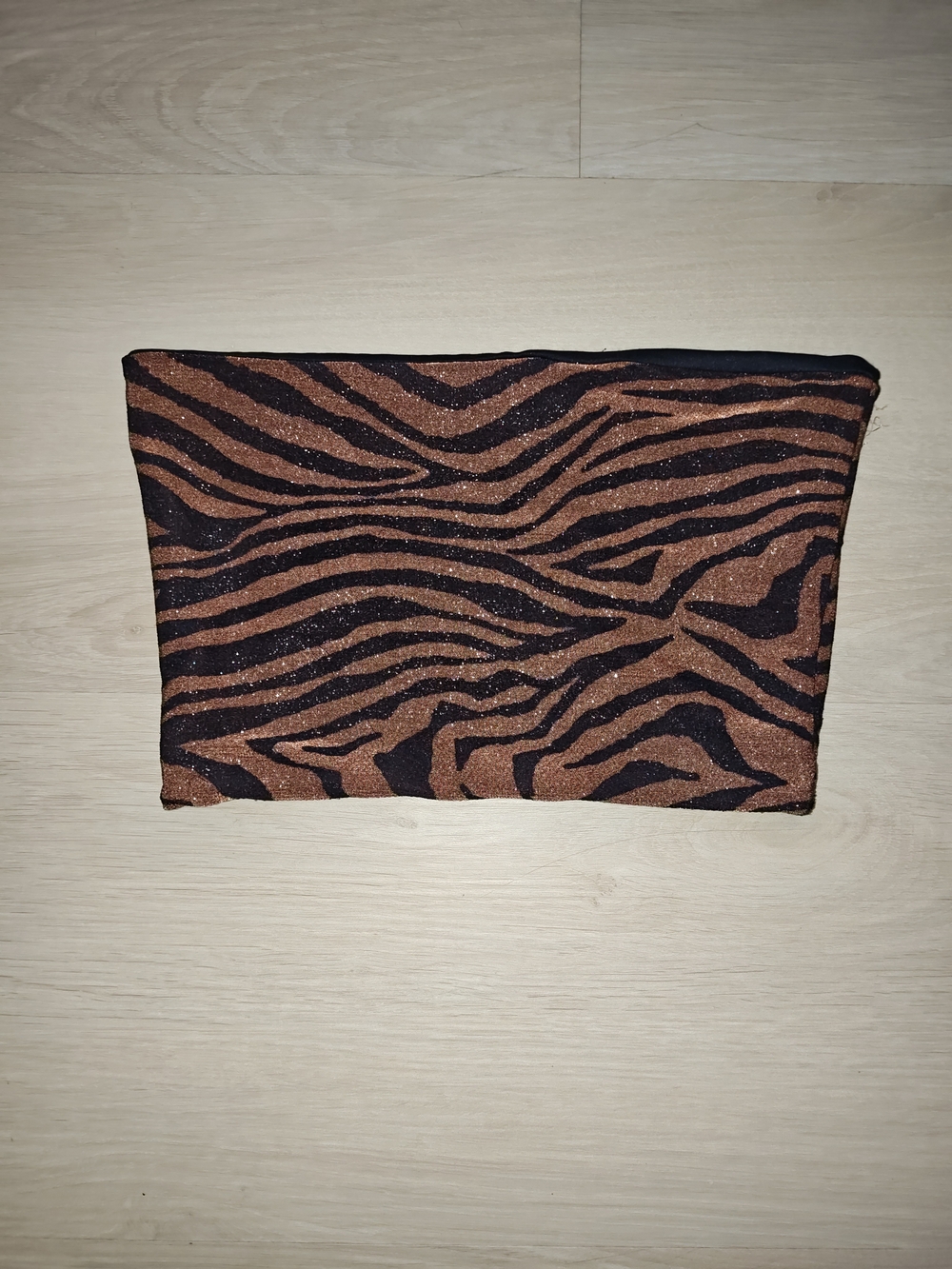 Topshop Zebra-Print Glitter Cosmetic Pouch - Black & Brown